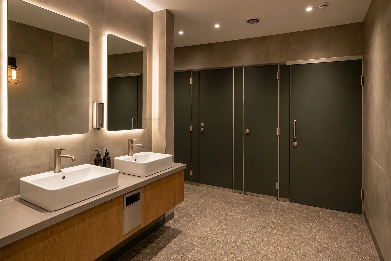 Modern commercial washroom fitted for a Glasgow workplace