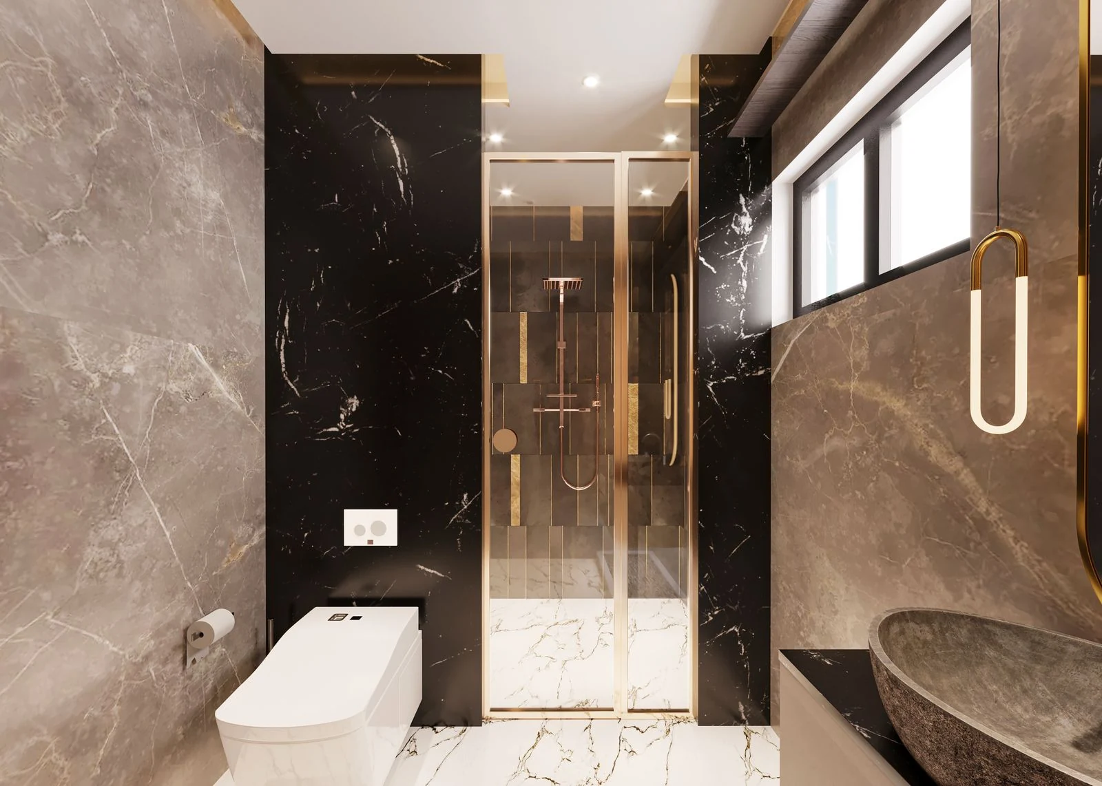 Bathroom layout and fittings