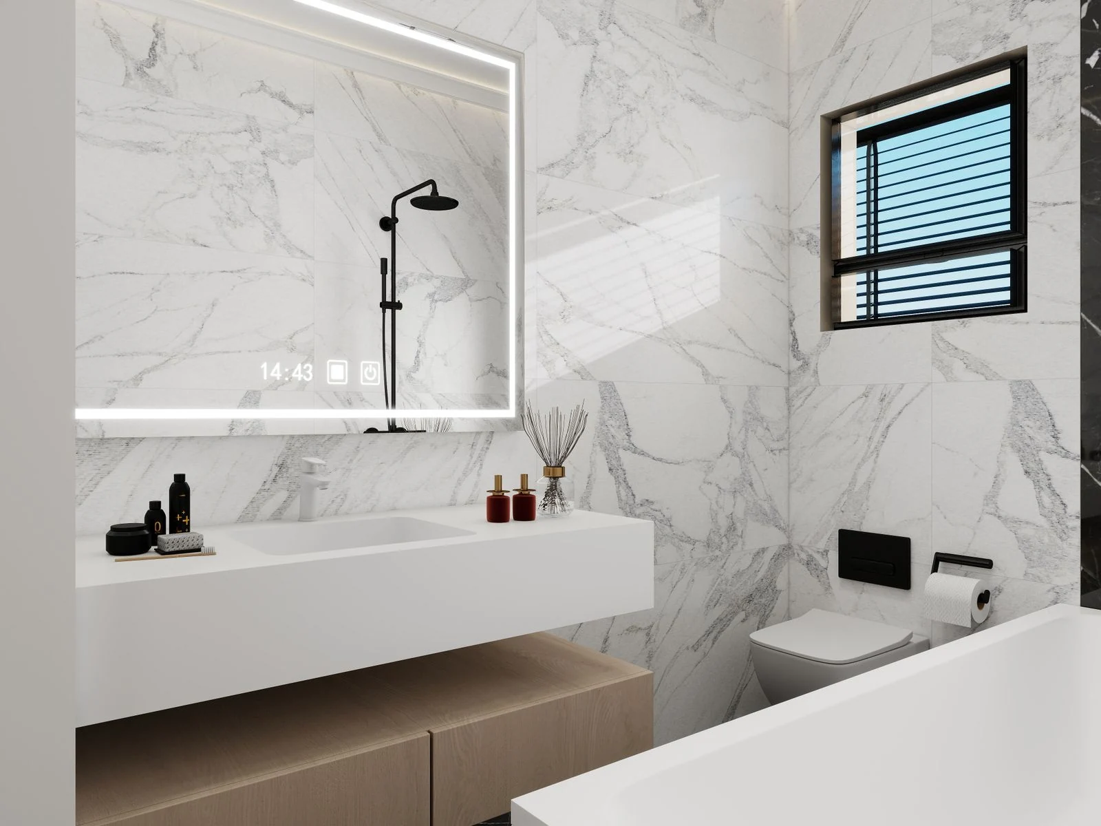 Bathroom layout and fittings