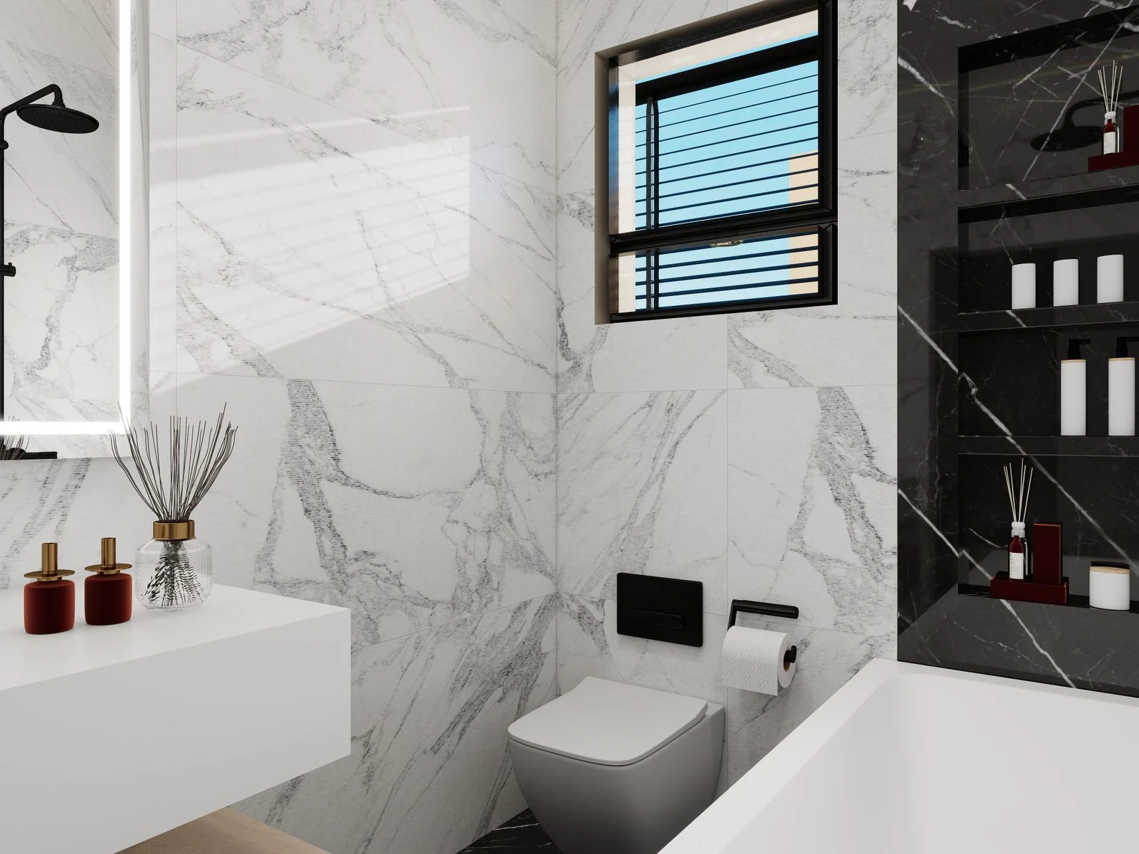 Bathroom layout and fittings