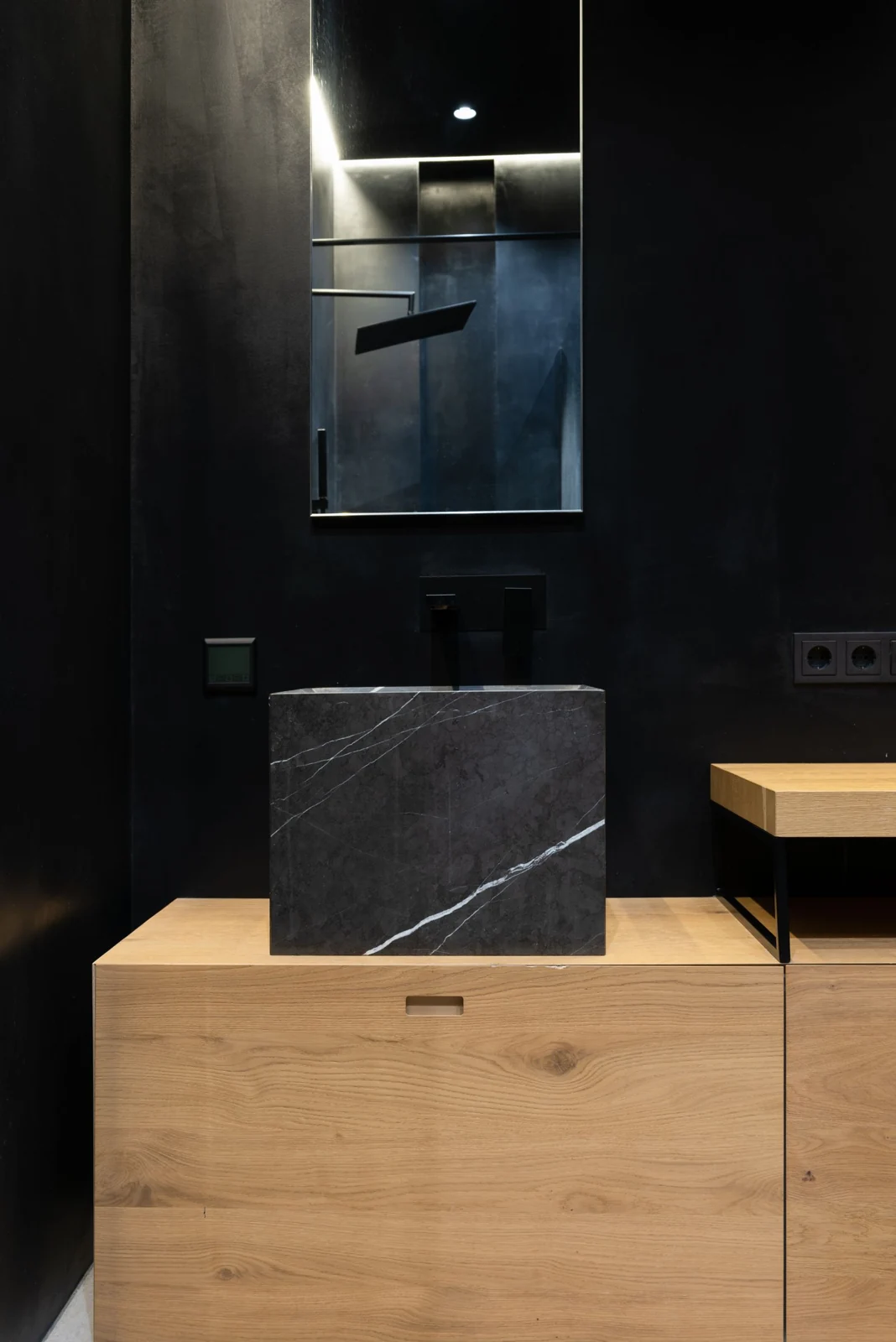 Bathroom basin and mirror
