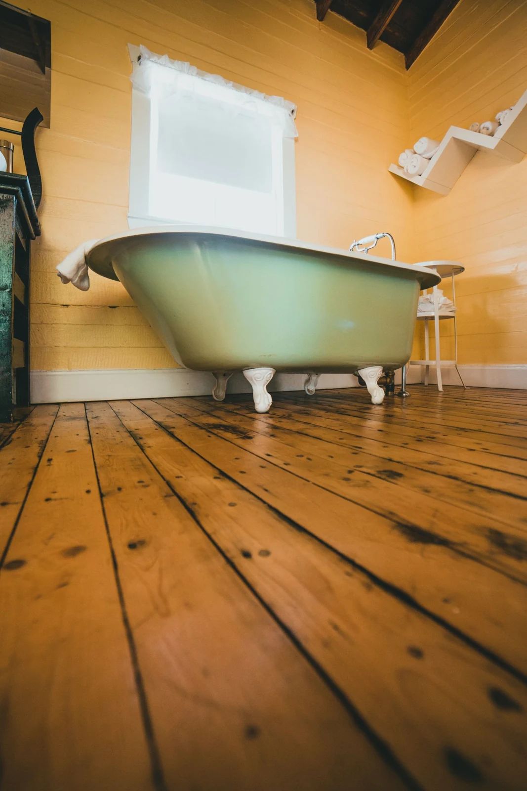 White fitted bath and basin