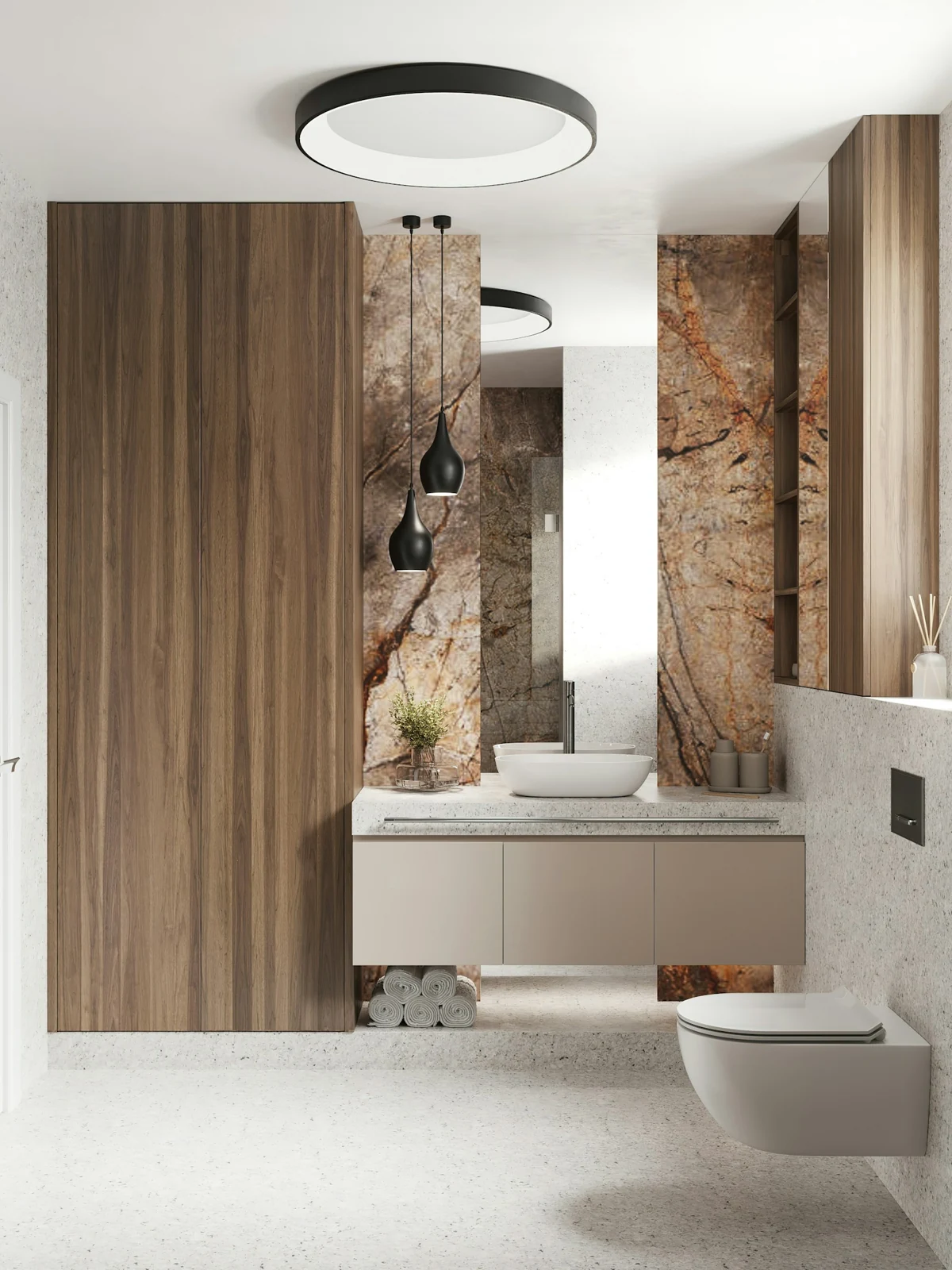 Bathroom layout and fittings